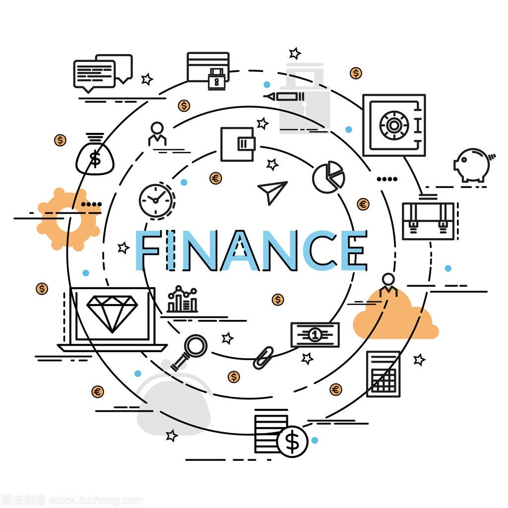 為財務和金錢的平面色彩設計概念。信息創意產品理念