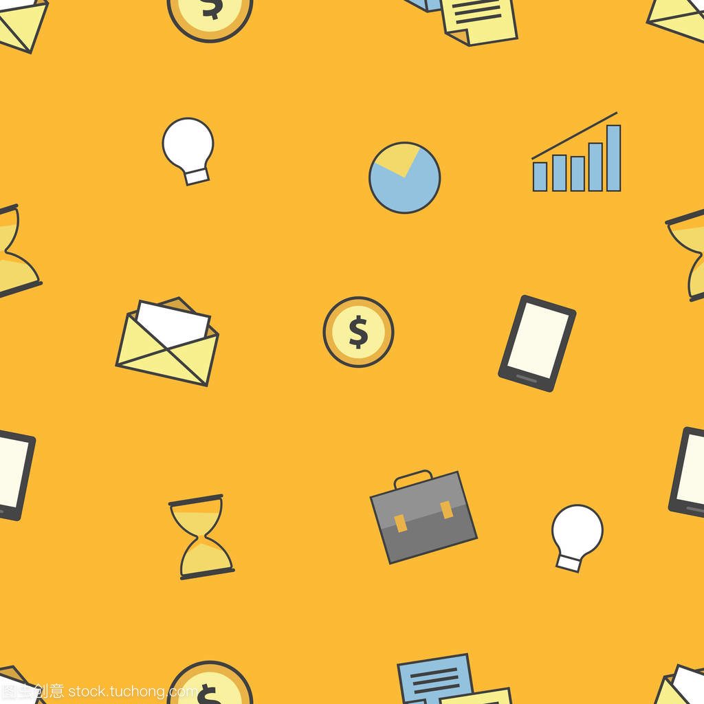 業(yè)務(wù)和財務(wù)圖標的設(shè)置。無縫圖案背景